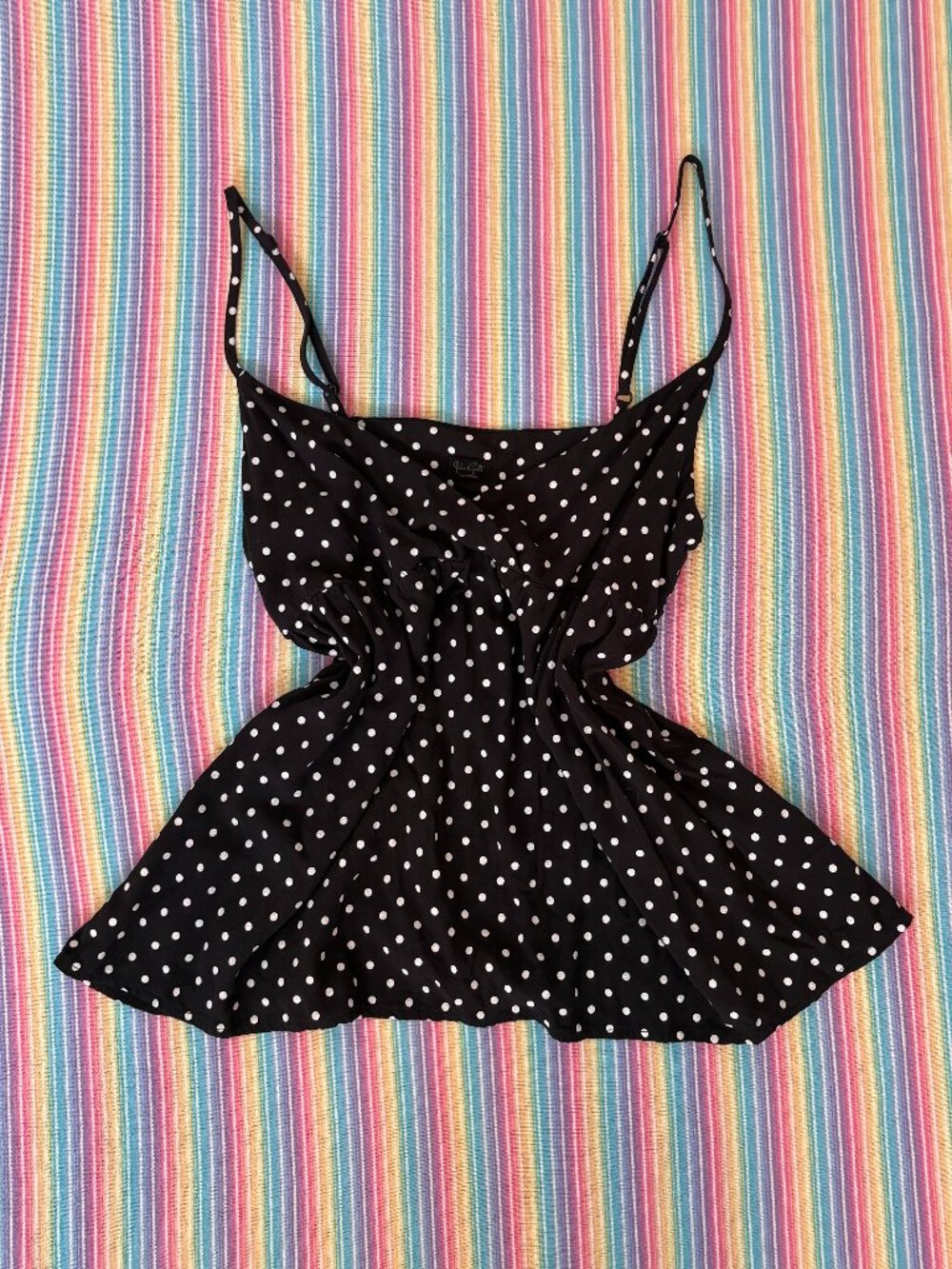 Brandy Melville / John Galt Black and White Polka Dot Babydoll Camisole Top